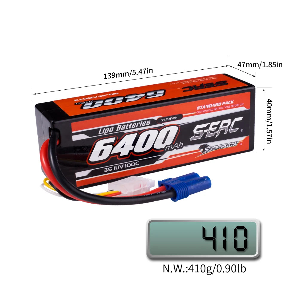 SUNPADOW 2S 3S 4S Lipo Battery for 6400mAh 7.4V 11.1 EC5 Plug 100C for RC Car Plane DJI Truck Tank Buggy Racing Boat Models 2pcs