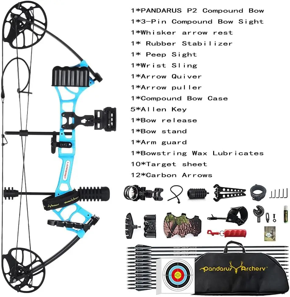 Archery Ready to Hunt Lightweight Compound Bow Package for Adults and Youth，0-50 Lbs Draw Weight,290fps,Limbs Made in USA,with A