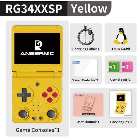 Anbernic RG34XXSP Retro Flip Handheld Game Console 3.4" IPS 720*480 Screen Linux 64-bit 3300mAh Collapsible Video Gaming Player