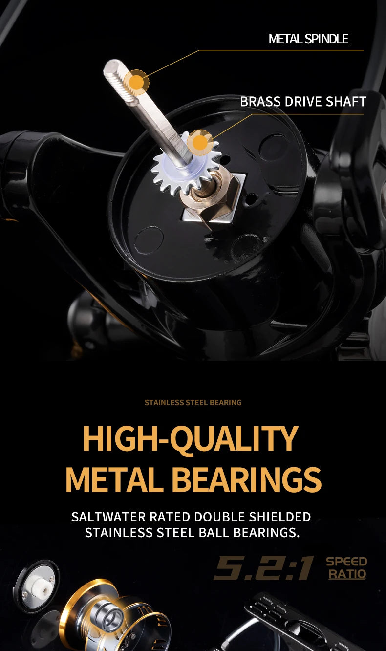 NX Fishing Reel Spinning Reel Metal Reel Cup 10KG Max Drag Power Spinning Wheel High Speed Adapt to Any Water Body