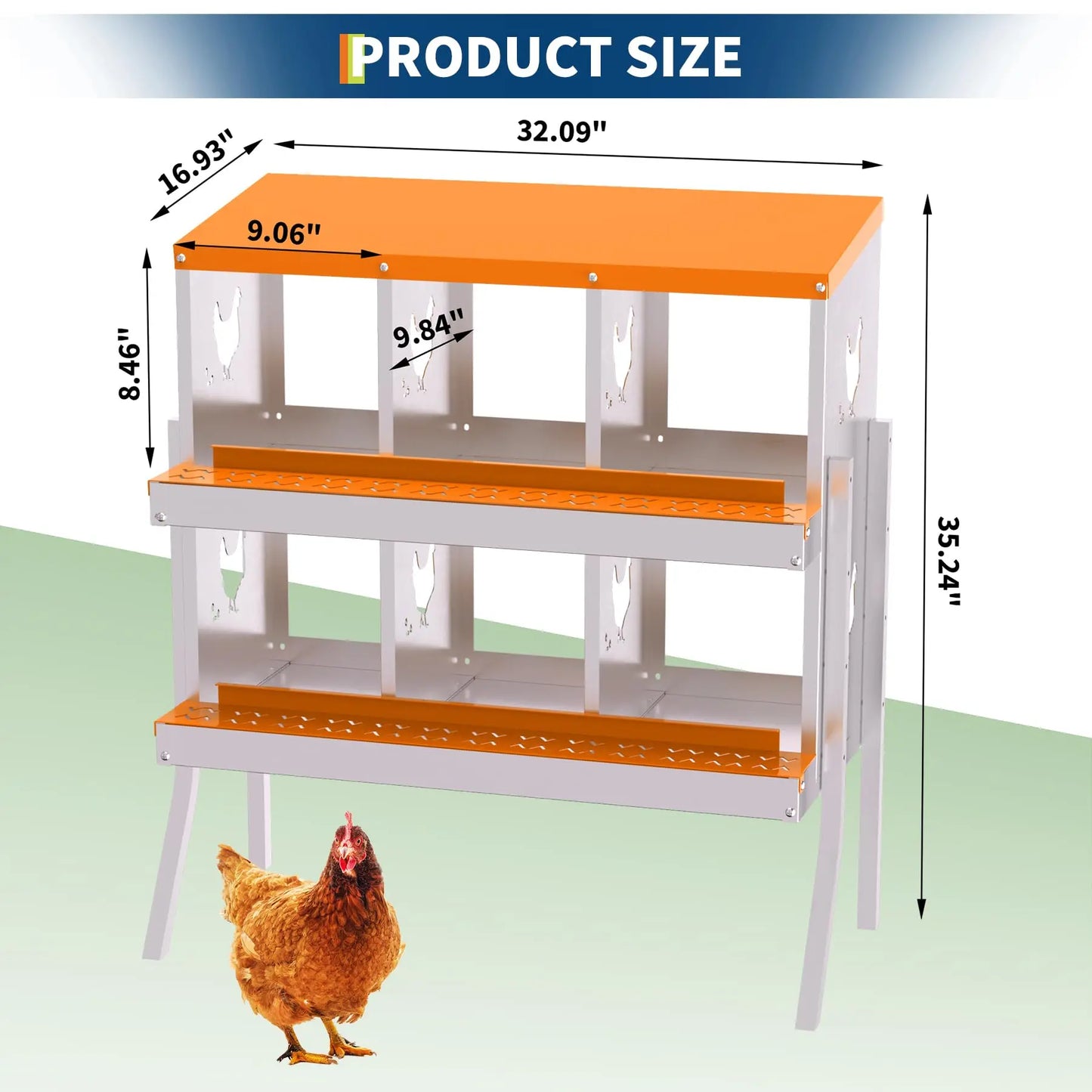 Chicken Nest Box, Chicken Nesting Boxes for Laying Eggs with Ventilation Holes & Anti-Peck Design, Space-Saving Design, Nesting