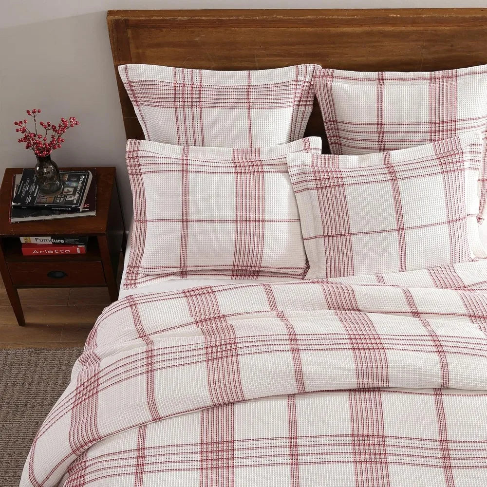 Levtex Home Peppermint Plaid Christmas Duvet Set - Full/Queen Size with 90x94 Duvet Cover and 2 Standard Pillowcases