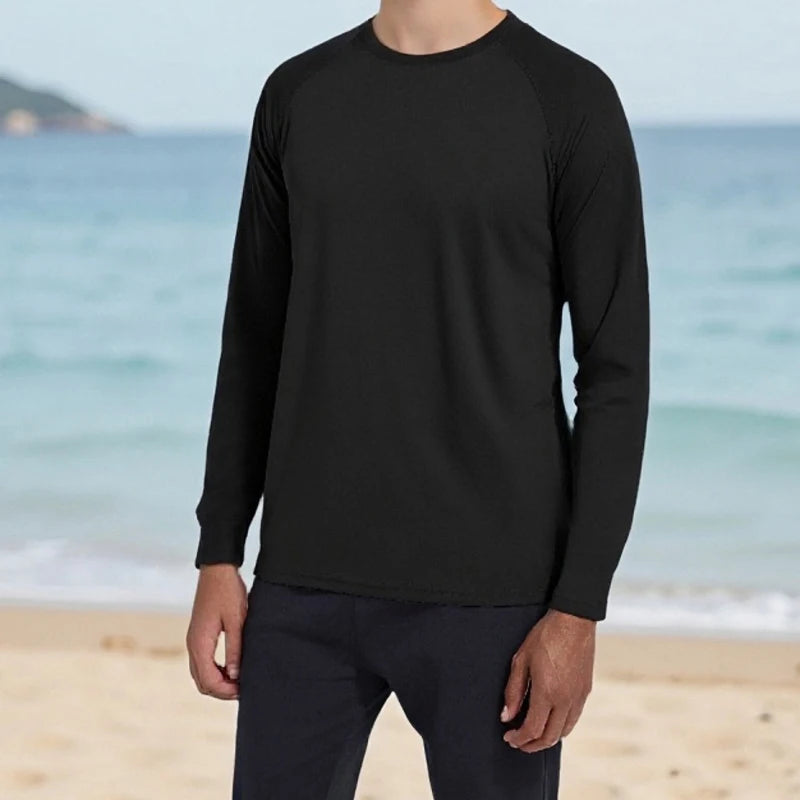 Men s Performance Long Sleeve T-shirts with UPF 50 Sun Protection for Outdoor Activities like Hiking Running and Workouts