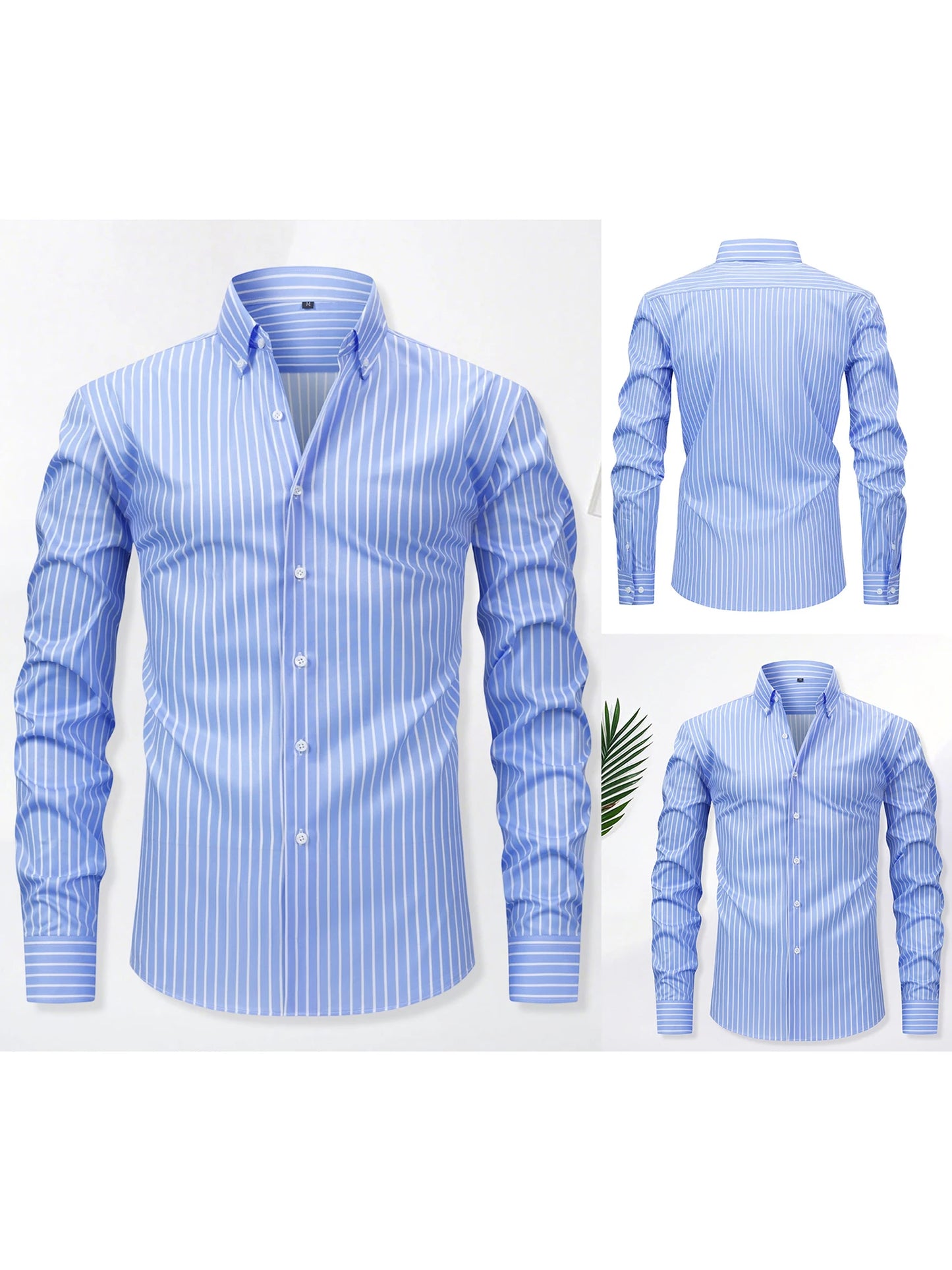 Men s Classic Striped Shirt with Long Sleeves and Turn Down Collar Perfect for Spring and Autumn Casual Wear Featuring Button