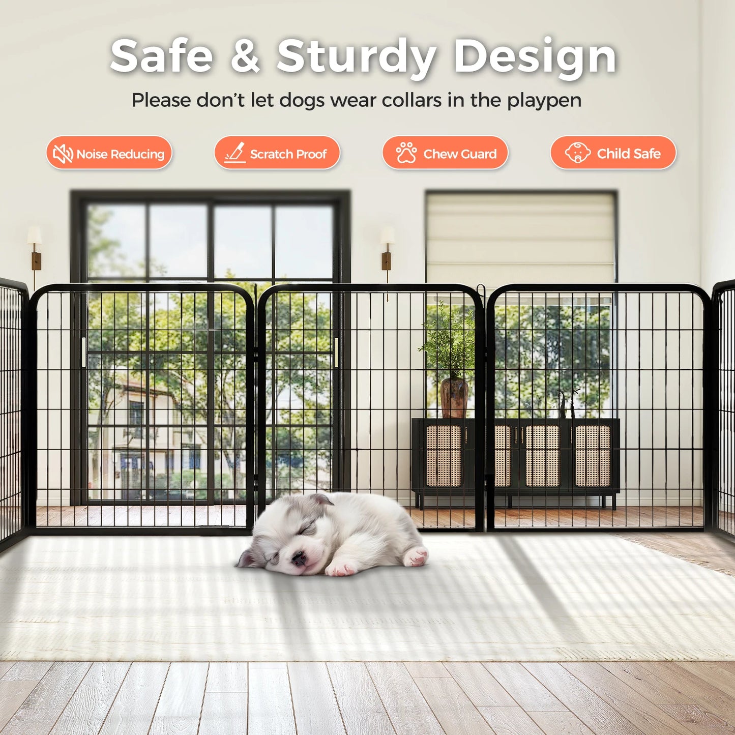 Heavy-Duty Metal Puppy Playpen – 24"/32"/40" Options, 8/16 Panels, Ideal for Indoor Use & Outdoor (RV Camping, Yard, Garden)