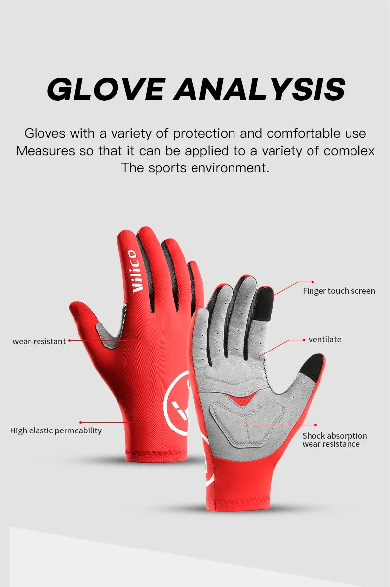 Spring Touch Screen Fingers Gloves Shockproof Gel Sports Cycling Gloves MTB Road Bike Riding Racing Women Men Bicycle Gloves