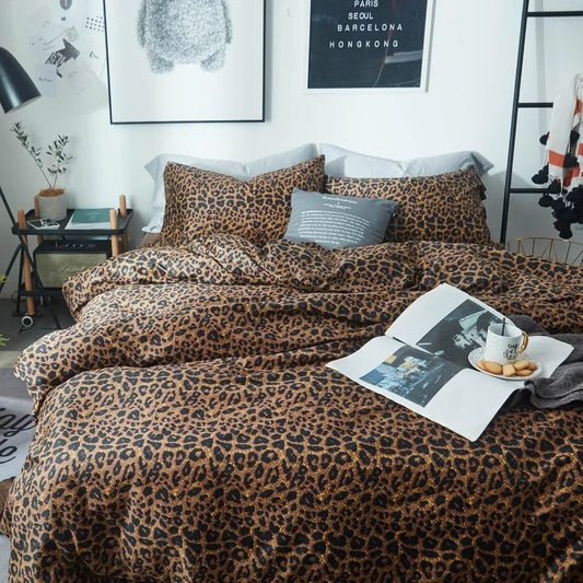 Leopard Print Comforter Set King-3 Pieces Animal Cheetah Printed Comforter Sexy Soft Fluffy Brown/Black Floral Print Bed