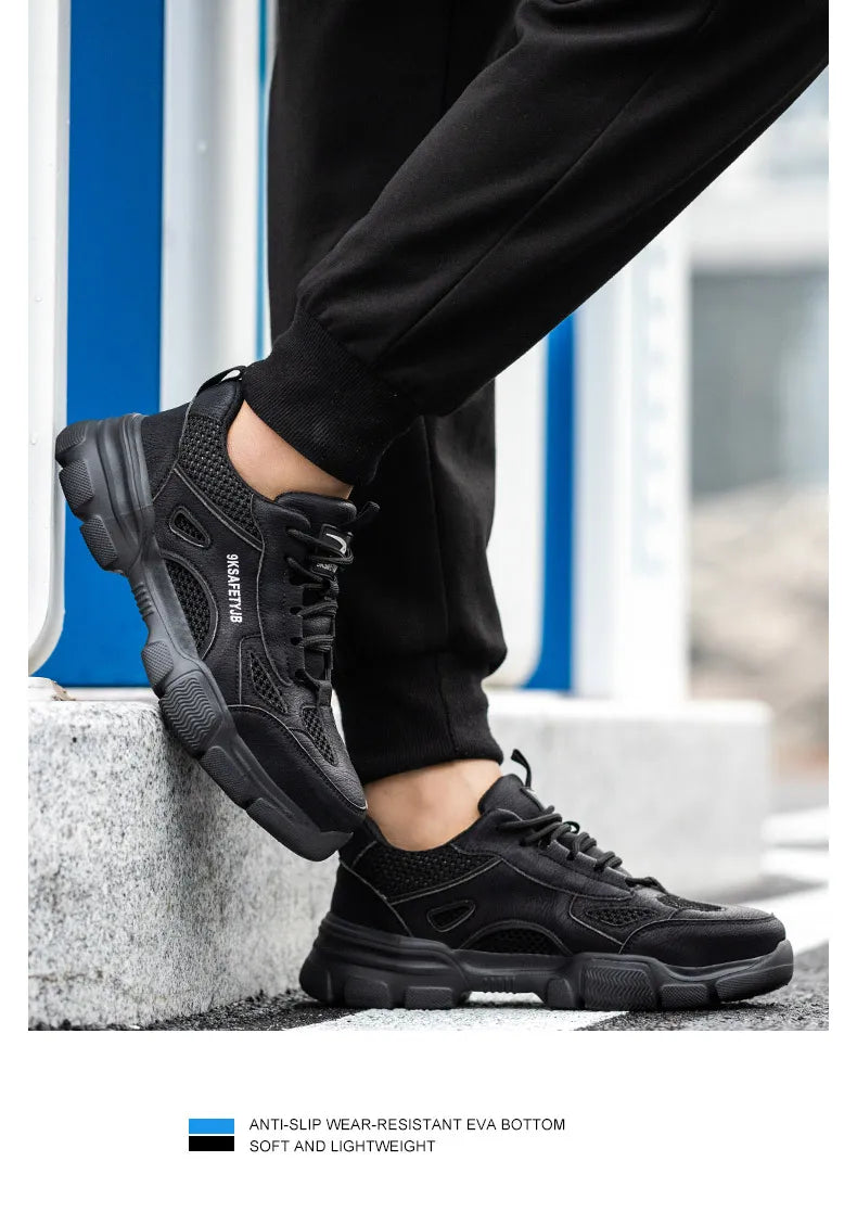 Low Top Breathable Safety Shoes Anti-Puncture Anti shock Work Shoes Slip Resistant Work Sneakers Protective Boots for Men