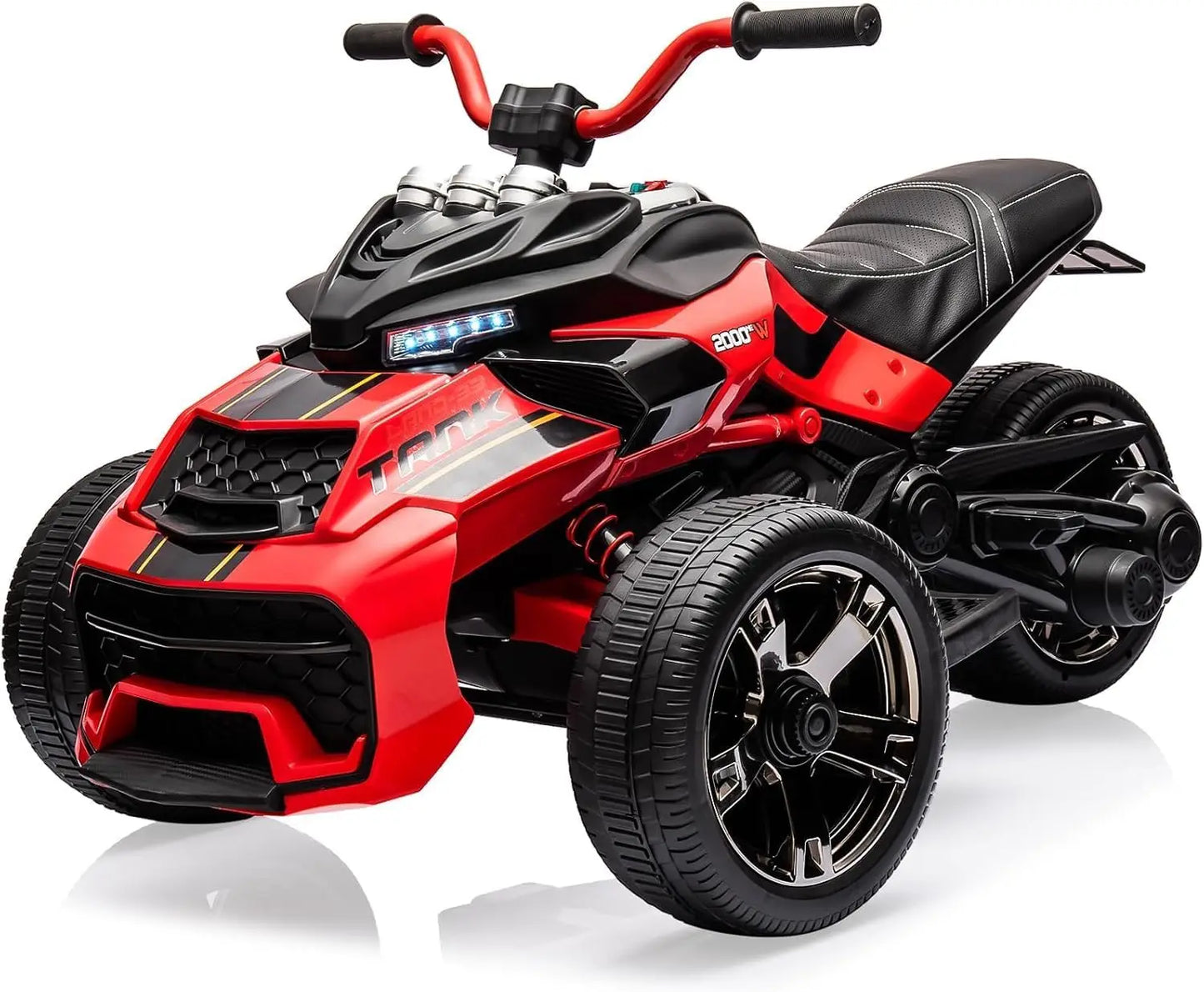 12V Kids Ride On ATV, Motorcycle, 3 Wheeler Electric Vehicle Led Lights, Treaded Tires, Music Toy Car for Kids 3-8 Years