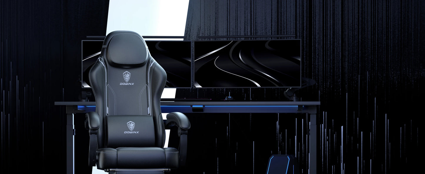 Dowinx Gaming Chair with Pocket Spring Cushion, Ergonomic Game Chair with Massage Lumbar Support and Footrest for Adults