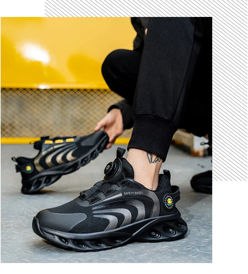Lace-free, breathable, lightweight and comfortable anti-smashing and anti-puncture safety shoes