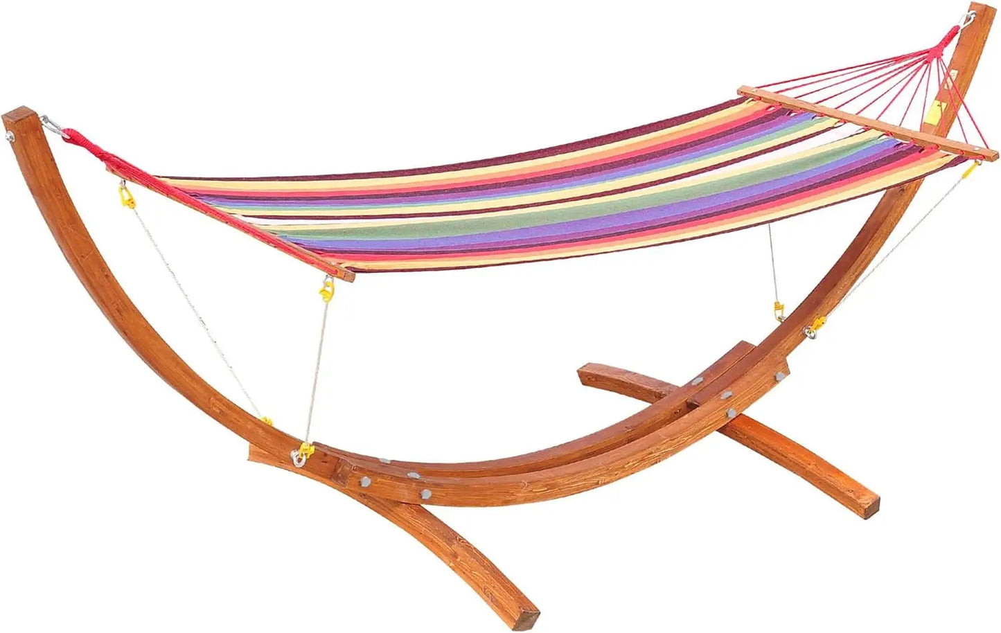 10' Wood Outdoor Hammock, Hammock with Stand Rainbow Bed, Heavy Duty Roman Arc Hammock for Single Person for Patio Backyard