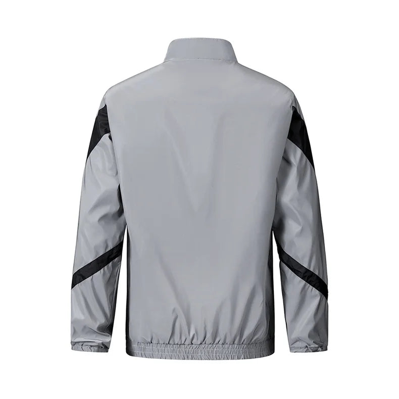 Fashion Men Night Reflective Jacket Stand Collar Splicing Spring Autumn Casual Jacket Bicycle Hip-hop Dance Streetwear Man Coat