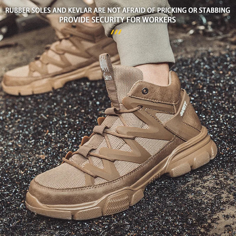 Composite Toe Work Boots Mens Puncture-Proof Midsole Non-Slip Breathable & Comfort Fit for Warehouse Use Anti-smash Work Boots