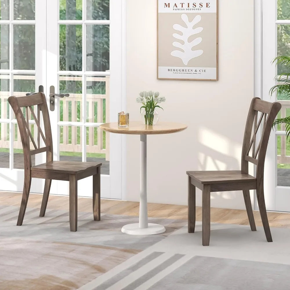 Rubber Wood Dining Room Side Chair w/Ergonomic Seat, Armless Chair for Home Kitchen, Dining Room