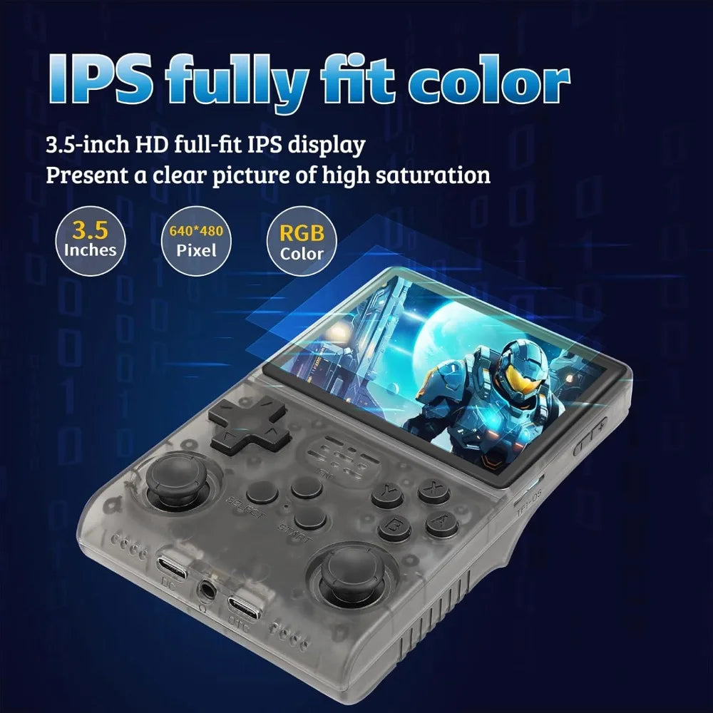 R40S Pro+ Handheld Game Console, 30000 in 1 Games Mini Retro Video Console, 3.5-Inch IPS Screen,256GB TF Memory Memory