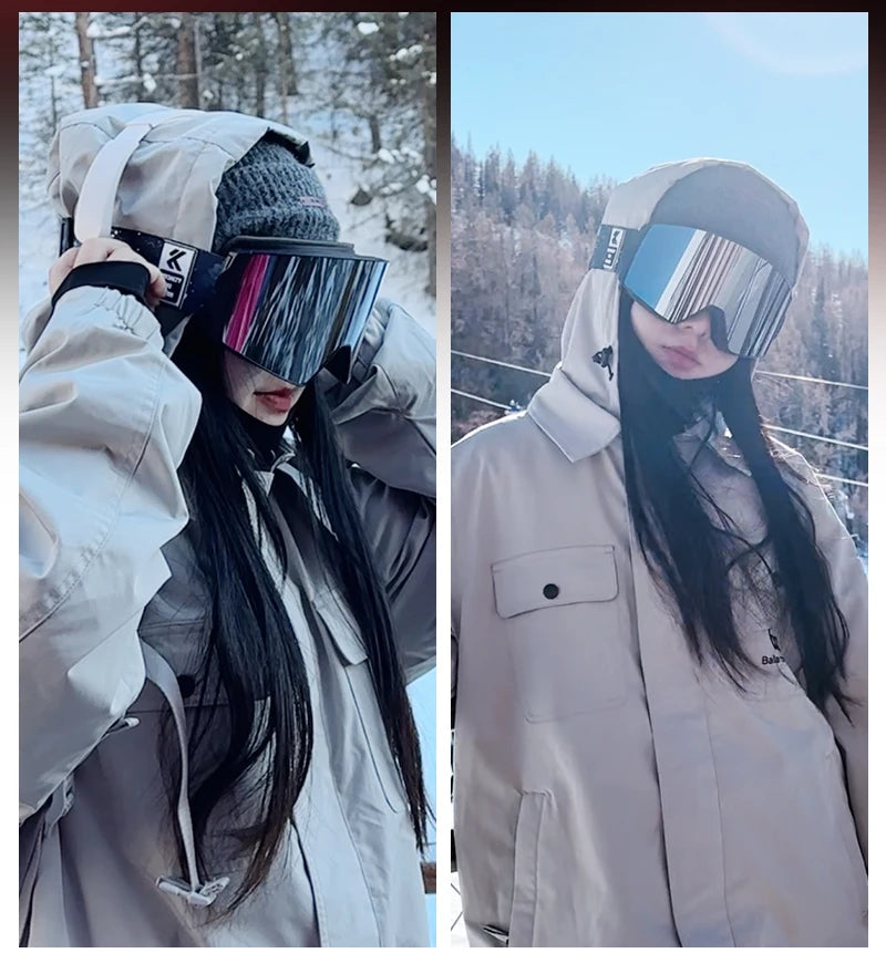 KAPVOE New Outdoor Photochromic Ski Goggles Winter Snow Sports for Unisex Snow Glasses UV400 Anti-fog Magnetic Snowboard Glasses