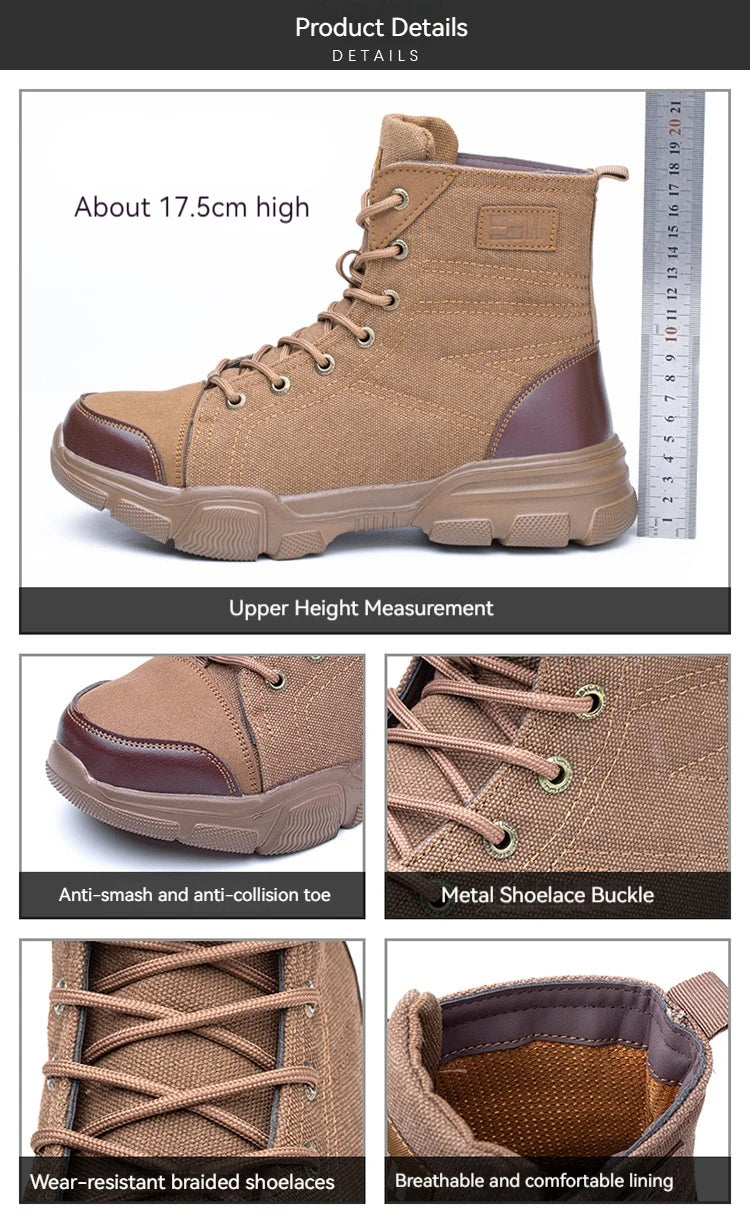 Men’s Industrial Safety Shoes Steel Toe Cap - Anti-Smash Anti-Punctur Outsole Outdoor Indestructible Construction Work Shoes