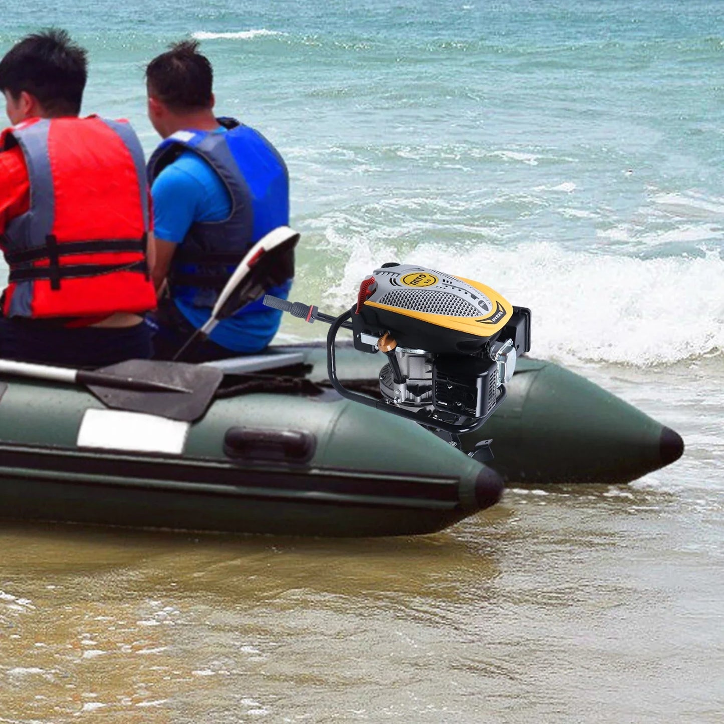 4-Stroke 9HP Outboard Motor 225CC Heavy-Duty Outboard Motor Fishing Boat Marine Engine for Fishing Aquaculture Outdoor Adventure