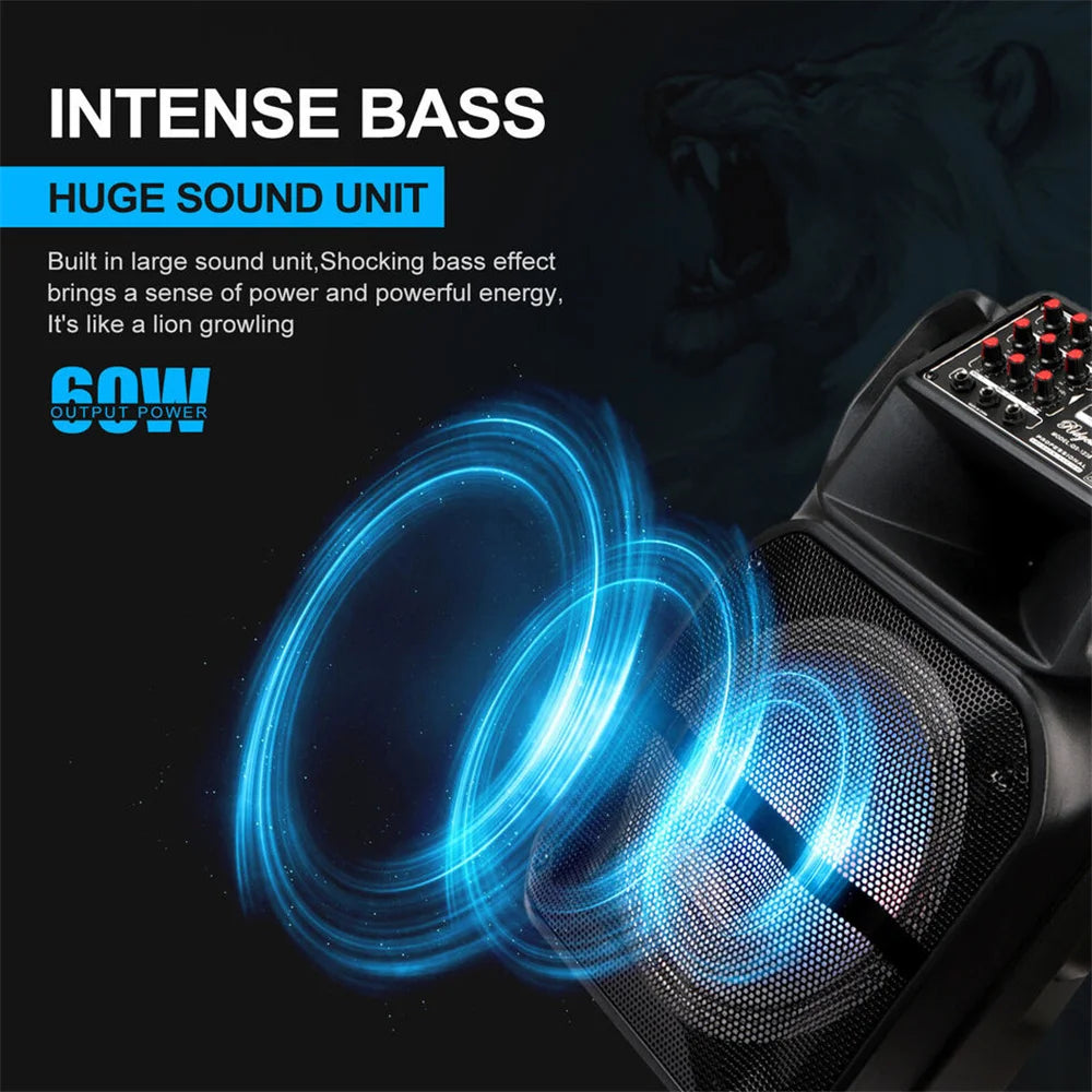 9000W Portable Bluetooth Speaker 15” Subwoofer Heavy Bass Party System AUX & Mic Led Light  Loud High Quality karaoke Speaker