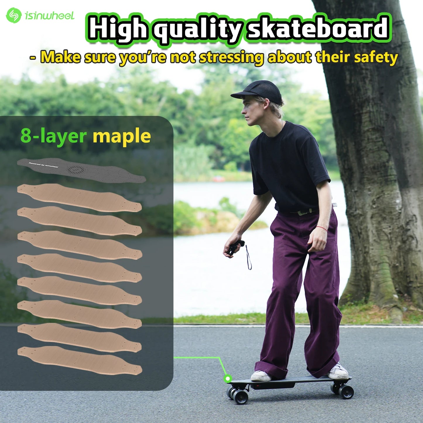 Isinwheel V6 Adult Electric Skateboard 25.2V 2Ah Battery Four-wheel  E-skateboard 74*51mm tire  E-scooter