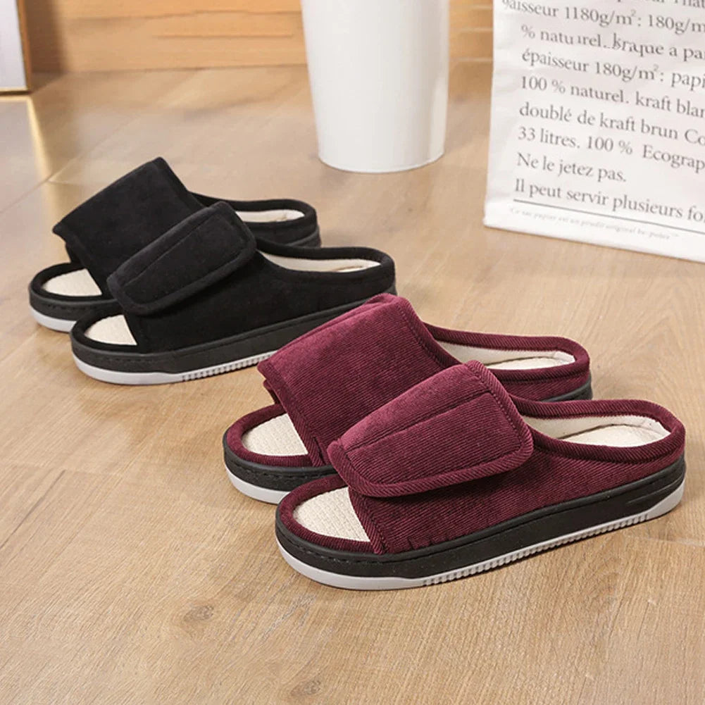 Men Women's Diabetic Slippers Open Toe Slide Slippers with Rubber Sole Swollen Feet Slippers for Indoor Outdoor