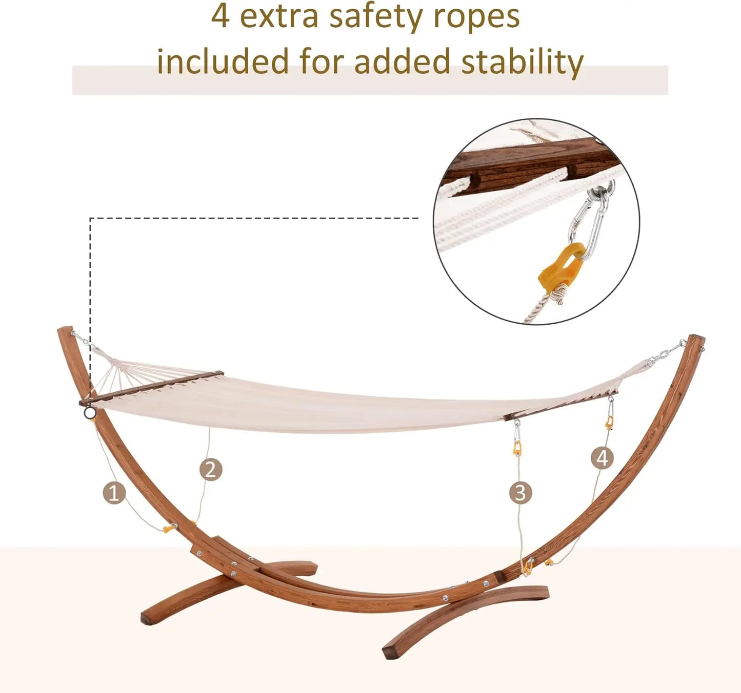 10' Wood Outdoor Hammock, Hammock with Stand Rainbow Bed, Heavy Duty Roman Arc Hammock for Single Person for Patio Backyard