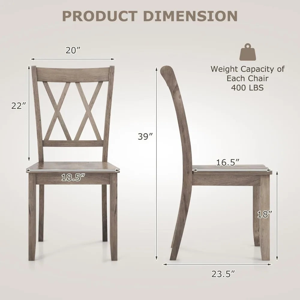 Rubber Wood Dining Room Side Chair w/Ergonomic Seat, Armless Chair for Home Kitchen, Dining Room