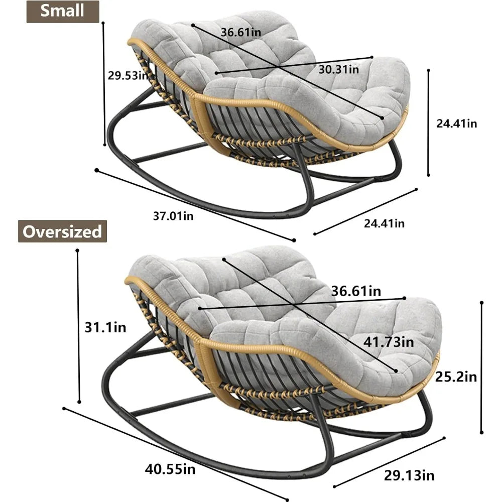 Oversized Wicker Egg Chair with Cushion for Indoor and Outdoor Use, Supports Up to 330 Lbs, Perfect for Living Rooms and Bedroom