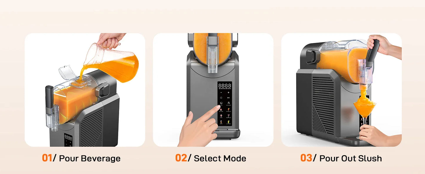 7 in 1 Professional Home Slushie Machine No Ice Needed Rapid Chill Technology Frozen Drink & Slushie Machine Automatic cleaning