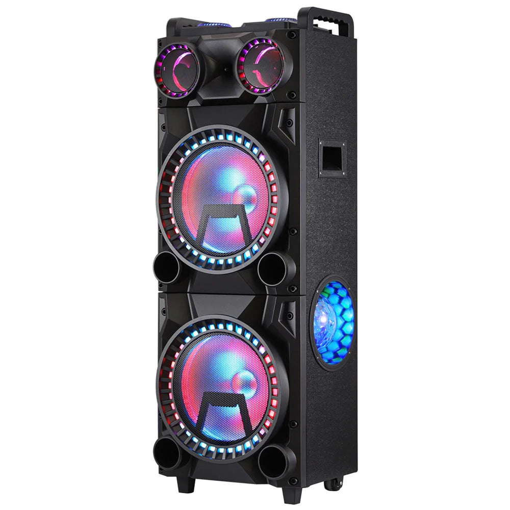 9500W Portable Bluetooth Party Speaker Karaoke Sound System Heavy Bass Rechargeable Dual 12 Inche Subwoofer Led Light with Mic
