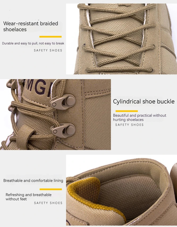 Mens Safety Shoes Steel Toe Metatarsal Protection Anti-Puncture Indestructible Shoes Trail Running Shoes Outdoor Protective Boot