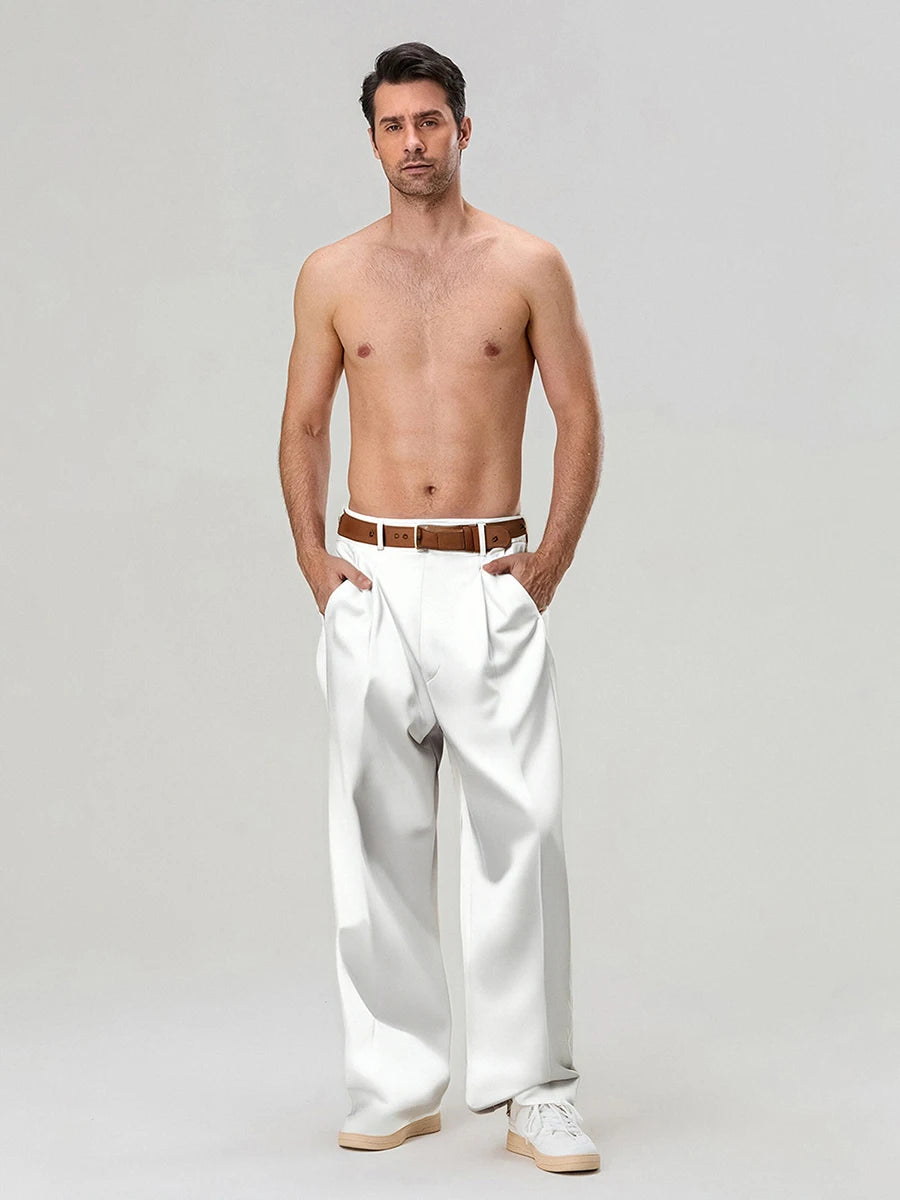 Classic Men s Formal Trousers  Fit Dress Pants Business Office Work Straight Leg Suit Trousers with Pockets for Spring