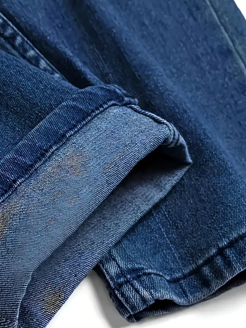 Men'S Distressed Fashion Jeans - Street Style, Comfortable Stretch Denim with Ripped Detail, Versatile for All Seasons, Everyday