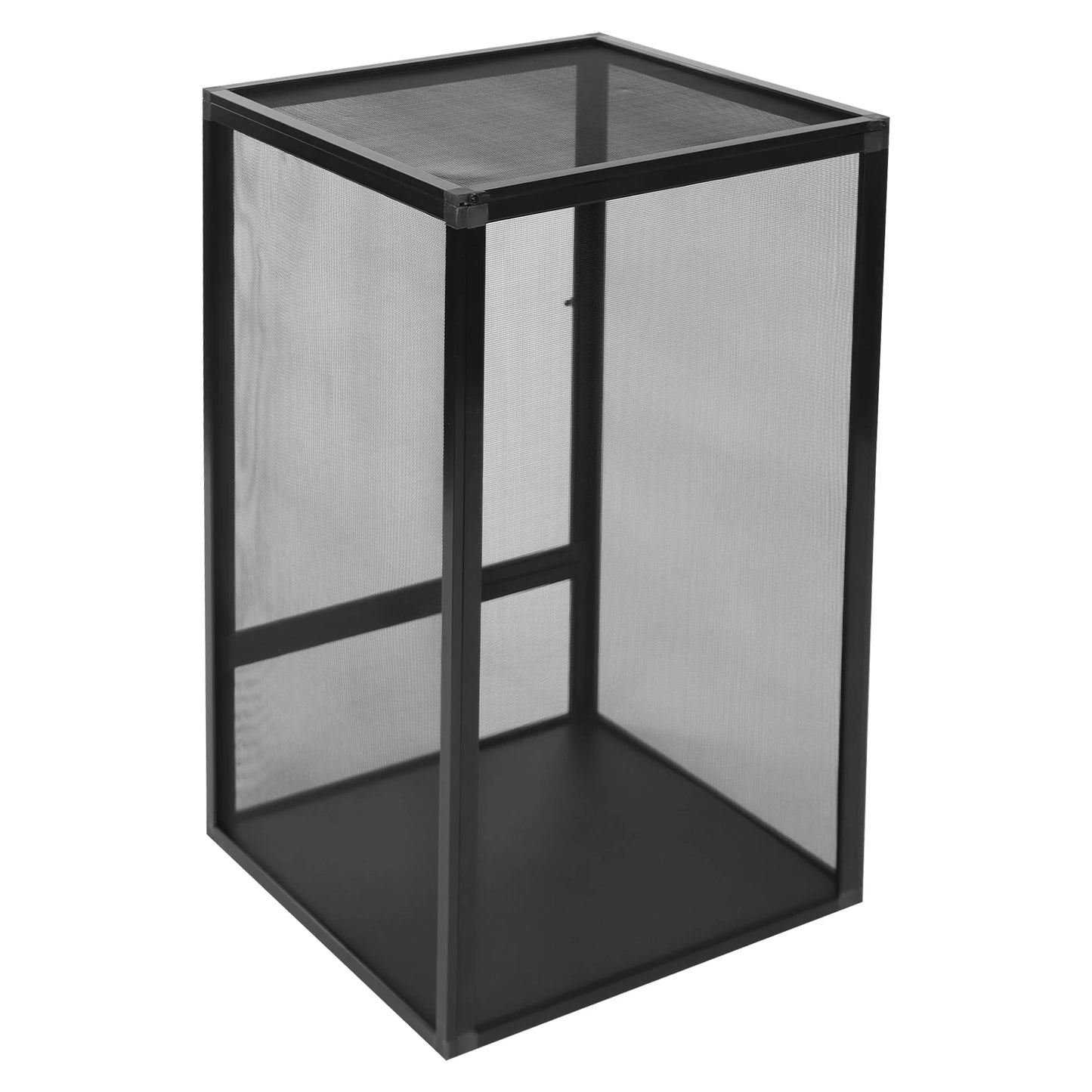 Micro Habitat Terrarium Enclosure, Rectangular Freestanding Reptile Feeding Box, Reptile Pet Feeding Net Box Black 20kg