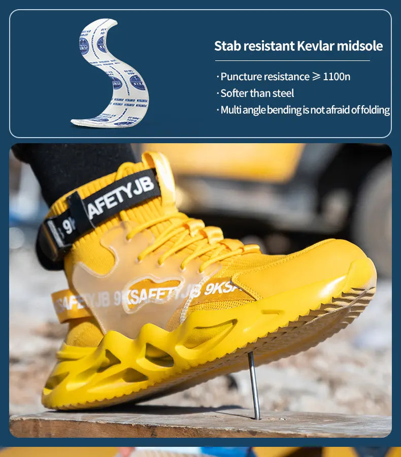 Lightweight Men Safety Shoes Steel Toe Work Sneakers Anti-smash Protective Shoes Anti-smash Anti-puncture Indestructible Shoes