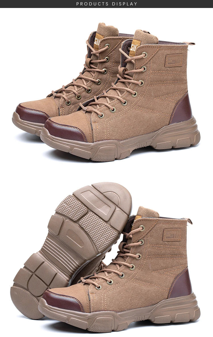 Men’s Industrial Safety Shoes Steel Toe Cap - Anti-Smash Anti-Punctur Outsole Outdoor Indestructible Construction Work Shoes