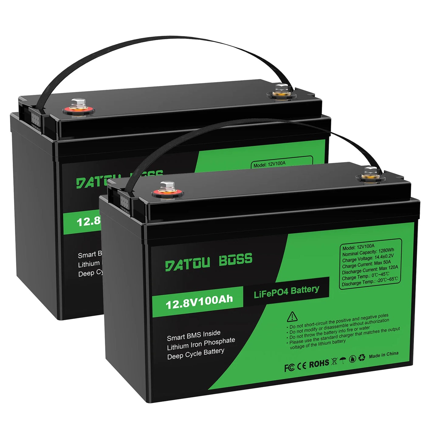 DATOUBOSS 24V 100Ah 2560Wh Lithium LiFePO4 Battery with 100A BMS Perfect for RV,Golf Cart,Solar Power System,Trolling Motor