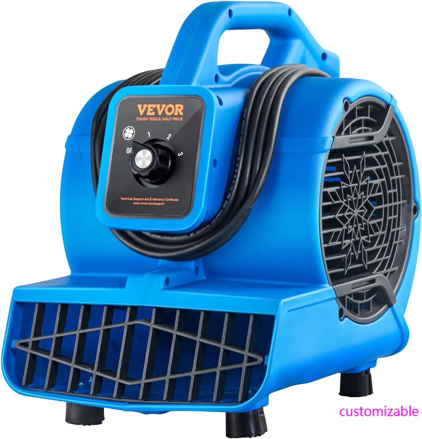 Floor Blower,1360 RPM 600 CFM, Air Mover for Drying and Cooling, Portable Carpet Dryer Fan with 4 Blowing Angles, for Janitorial