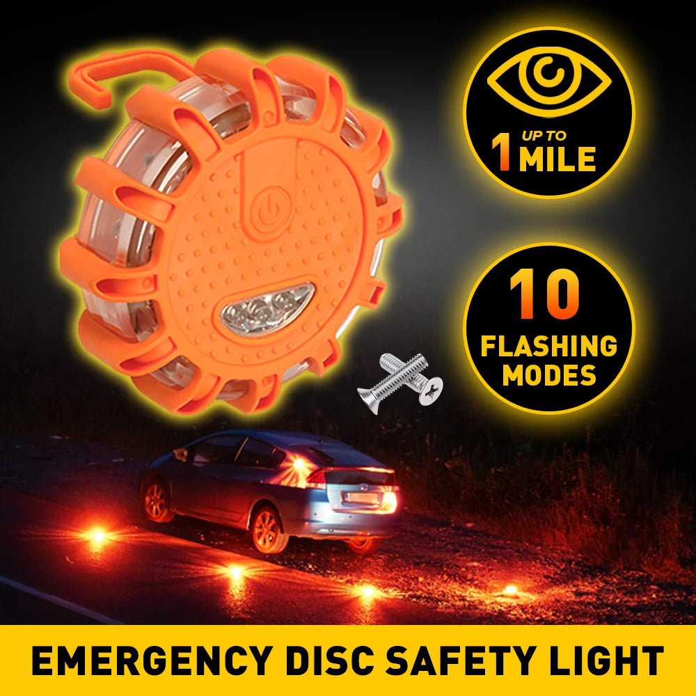1Pcs 10 Mode Magnetic LED Strobe Warning Light Car Emergency Road Rescue Safety Flashing Lights Roadside Auto Signal Beacon Lamp