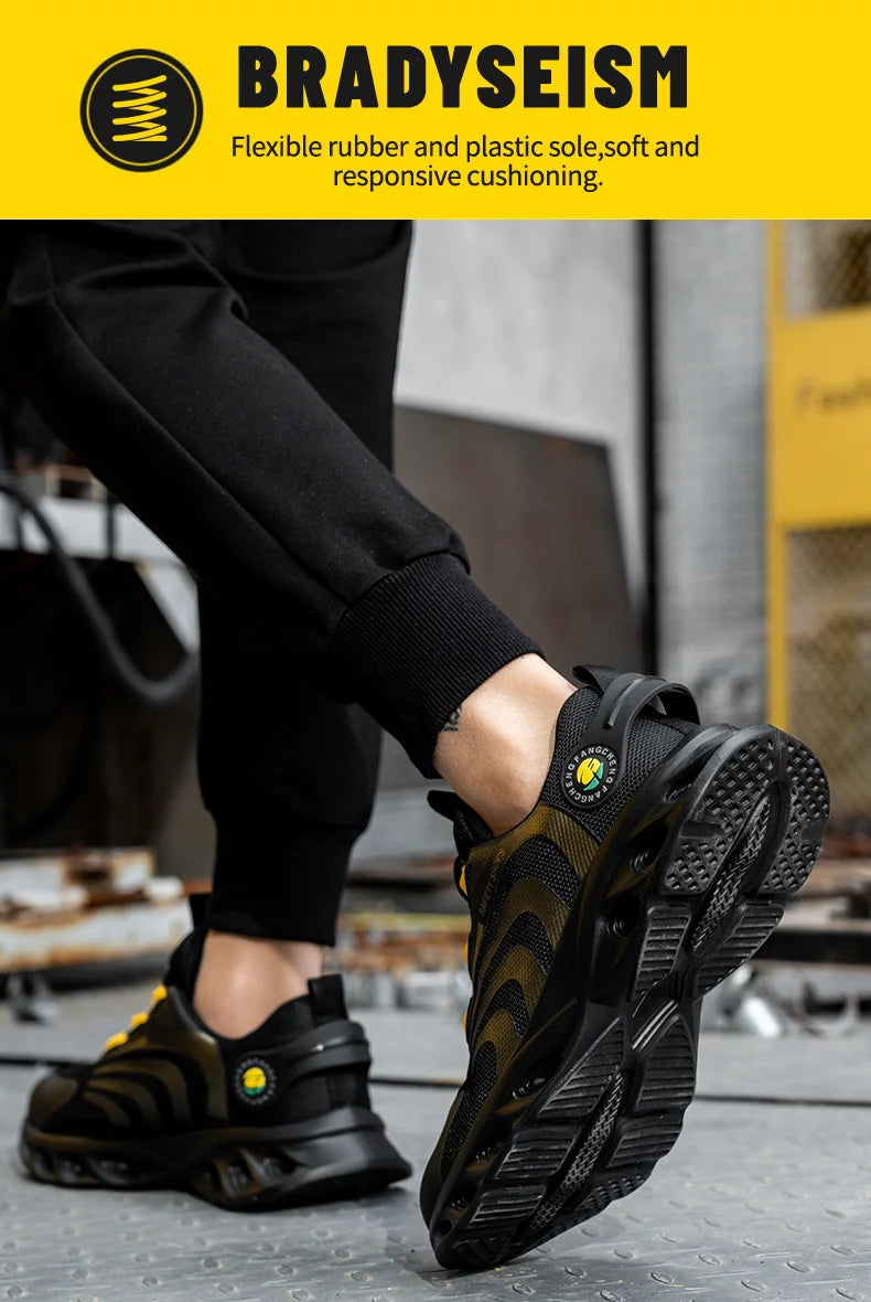 Lace-free, breathable, lightweight and comfortable anti-smashing and anti-puncture safety shoes