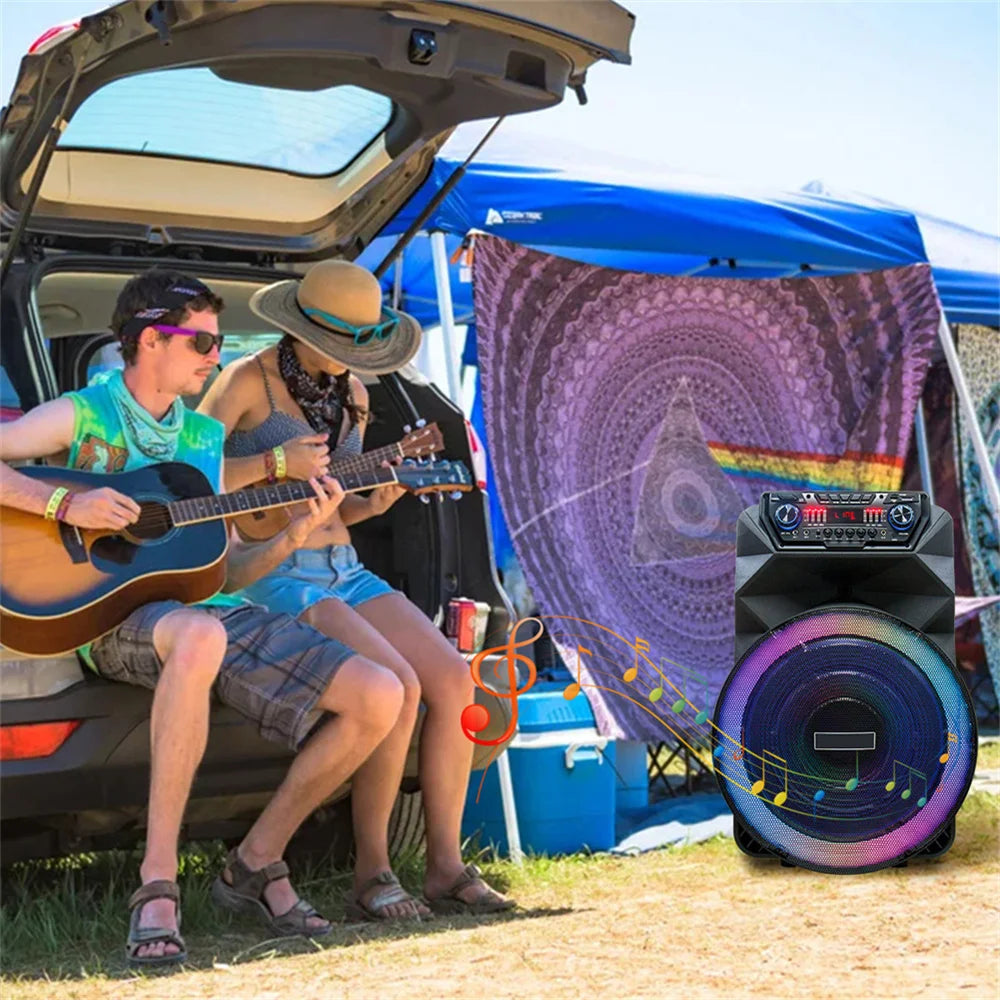 4500W Portable Bluetooth Party Speaker 18" Subwoofer Heavy Bass Sound System Dj Karaoke Led Light Loud  Rechargeable Speaker