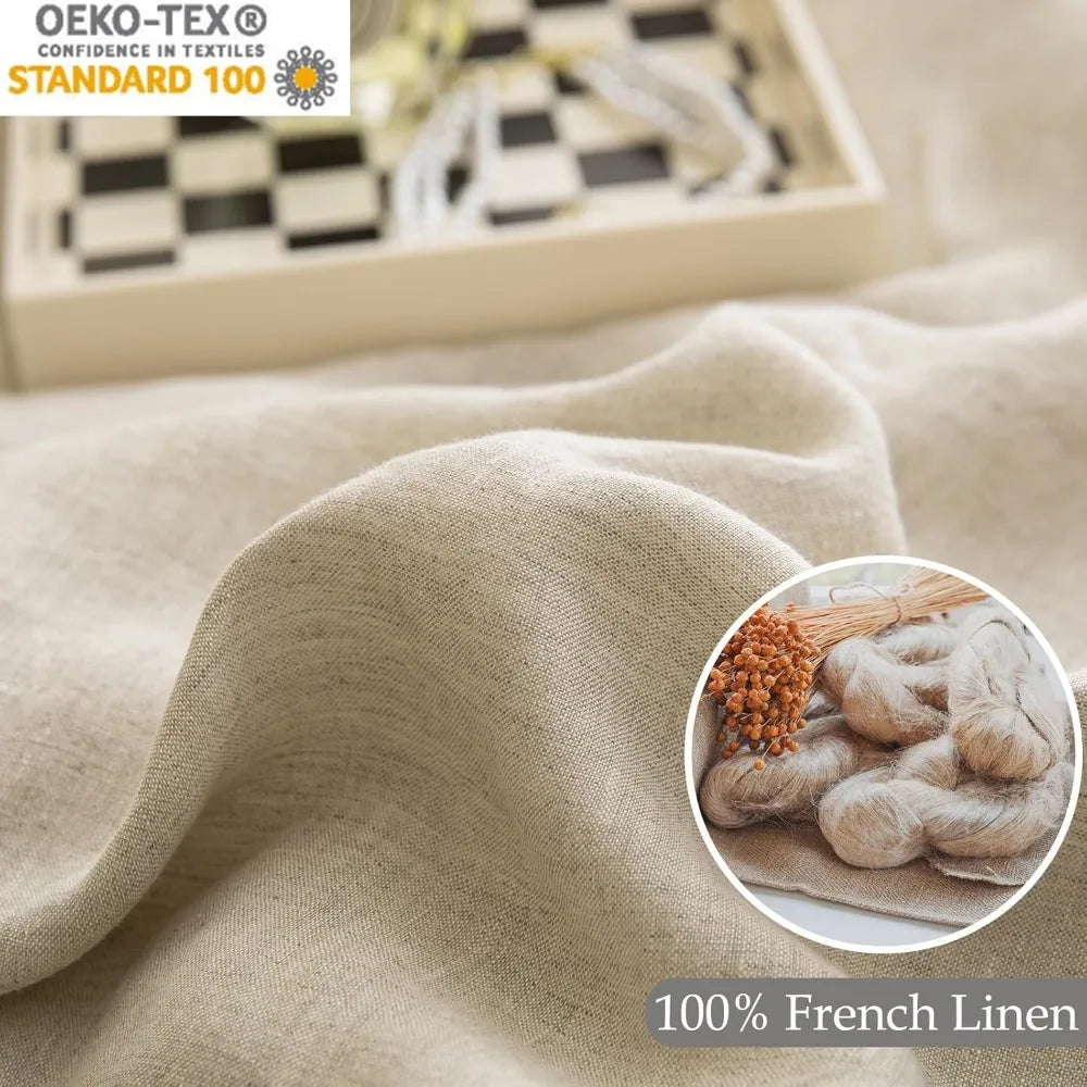 King Size Natural French Flax Linen Bedding Set - Soft, Breathable, and Moisture-Wicking Comforter