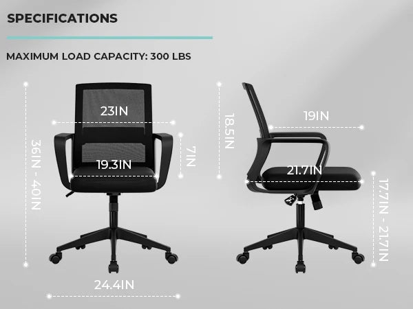 SUKIDA Mesh Office Chair, Ergonomic Desk Chair with Upholstery, Executive Chair with Armrests,Height-Adjustable Computer Chair