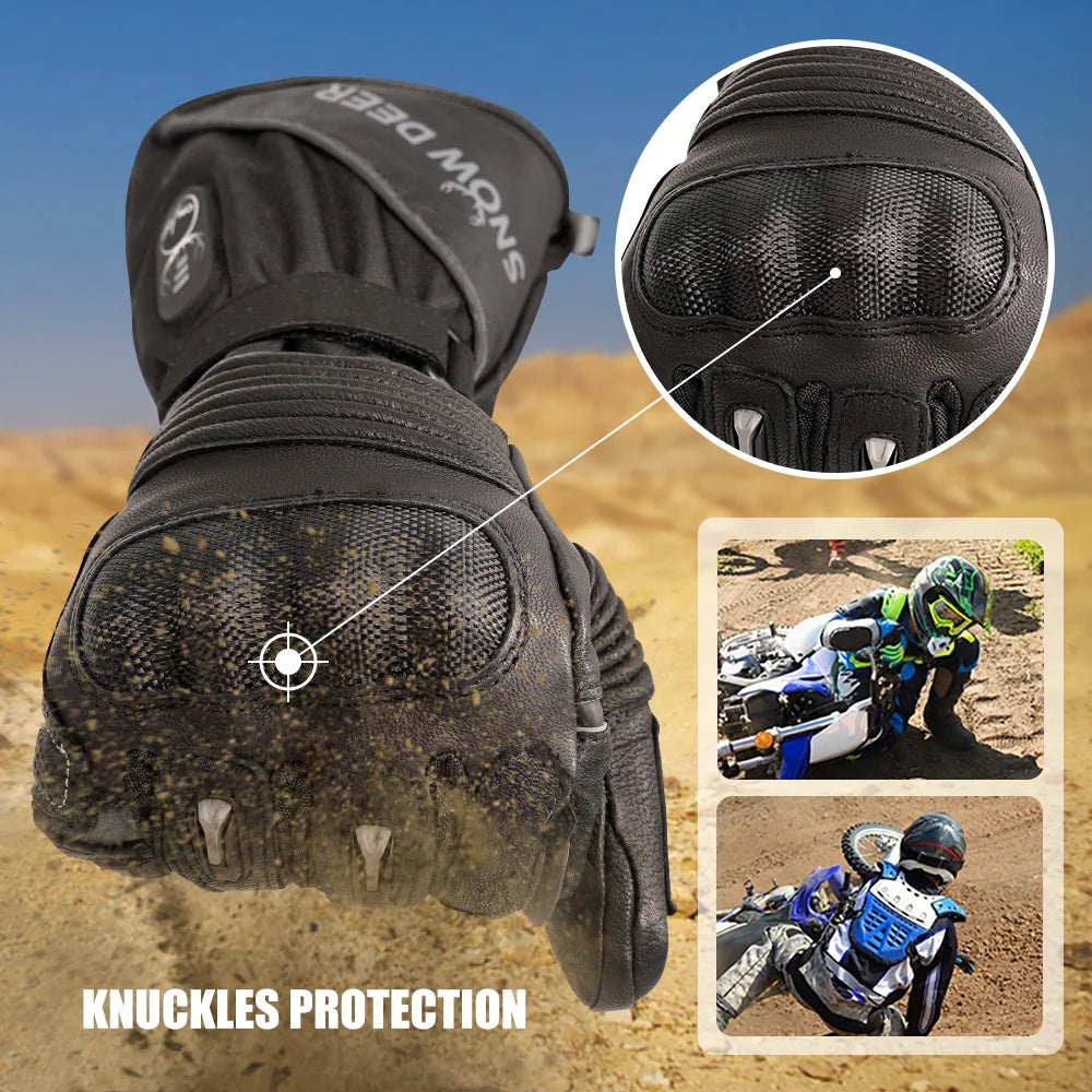 Waterproof Rechargeable Heating Thermal Gloves For Snowmobile Skiing Riding Heated Gloves Motorcycle Winter Heated Gloves Warm