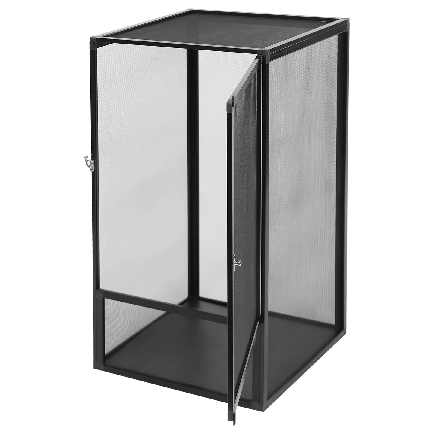 Micro Habitat Terrarium Enclosure, Rectangular Freestanding Reptile Feeding Box, Reptile Pet Feeding Net Box Black 20kg