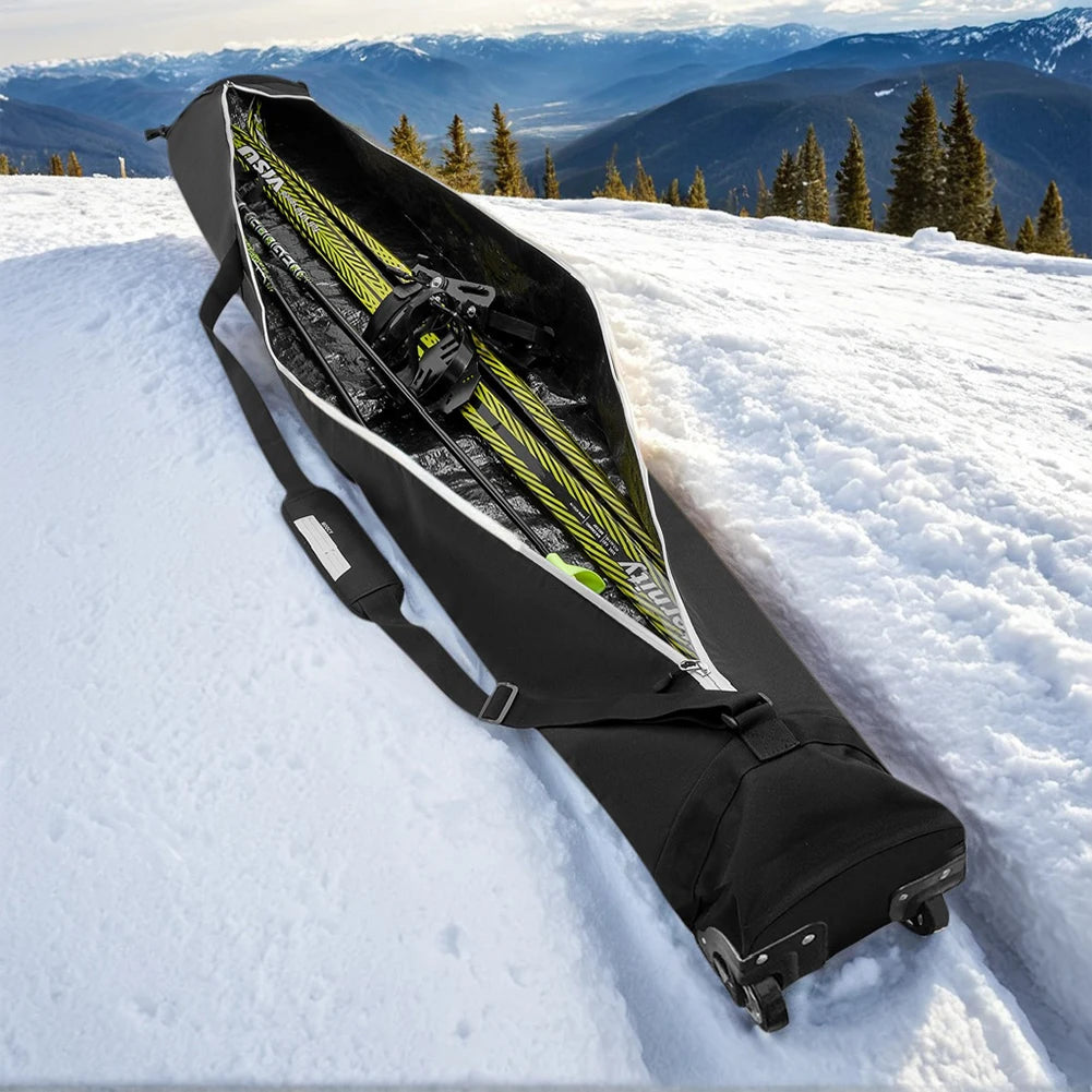Snowboard Bag with Wheels Ski Travel Bag Heavy Duty Snowboard Carrying Case Adjustable Length Waterproof for Outdoor Skiing