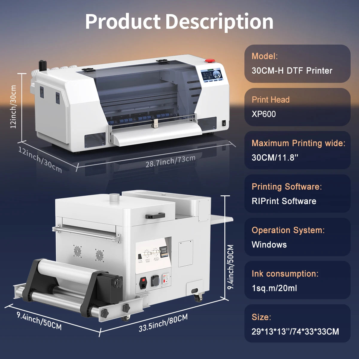 Colorsun A3 DTF Printers For Epson XP600 Impressora A3 DTF Printing Machine Drect to Film A3 DTF Printers For T-Shirt Hoodies