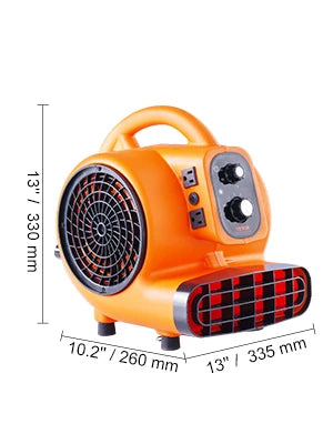 SucceBuy Pivoting Utility Fan 600 CFM High Velocity Floor Blower 300° Blowing Angle Air Mover for Drying Cooling Ventilating