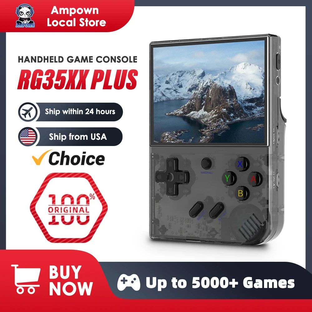 ANBERNIC RG35XX PLUS Retro Handheld Game Console 3.5''IPS Screen Built-in 10K Games HDMI Video Output Streaming Kids Game Player